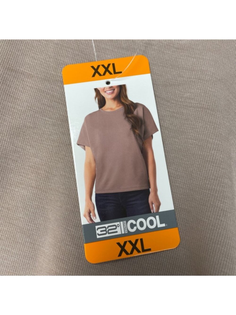 NWT 32 Degrees Cool Women's XXL Taupe Short Sleeve Relaxed Fit Top C0459 - Picture 9 of 11